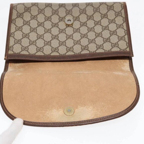 GUCCI GG Supreme Web Sherry Line Clutch Bag Brown 1 - Picture 12 of 15